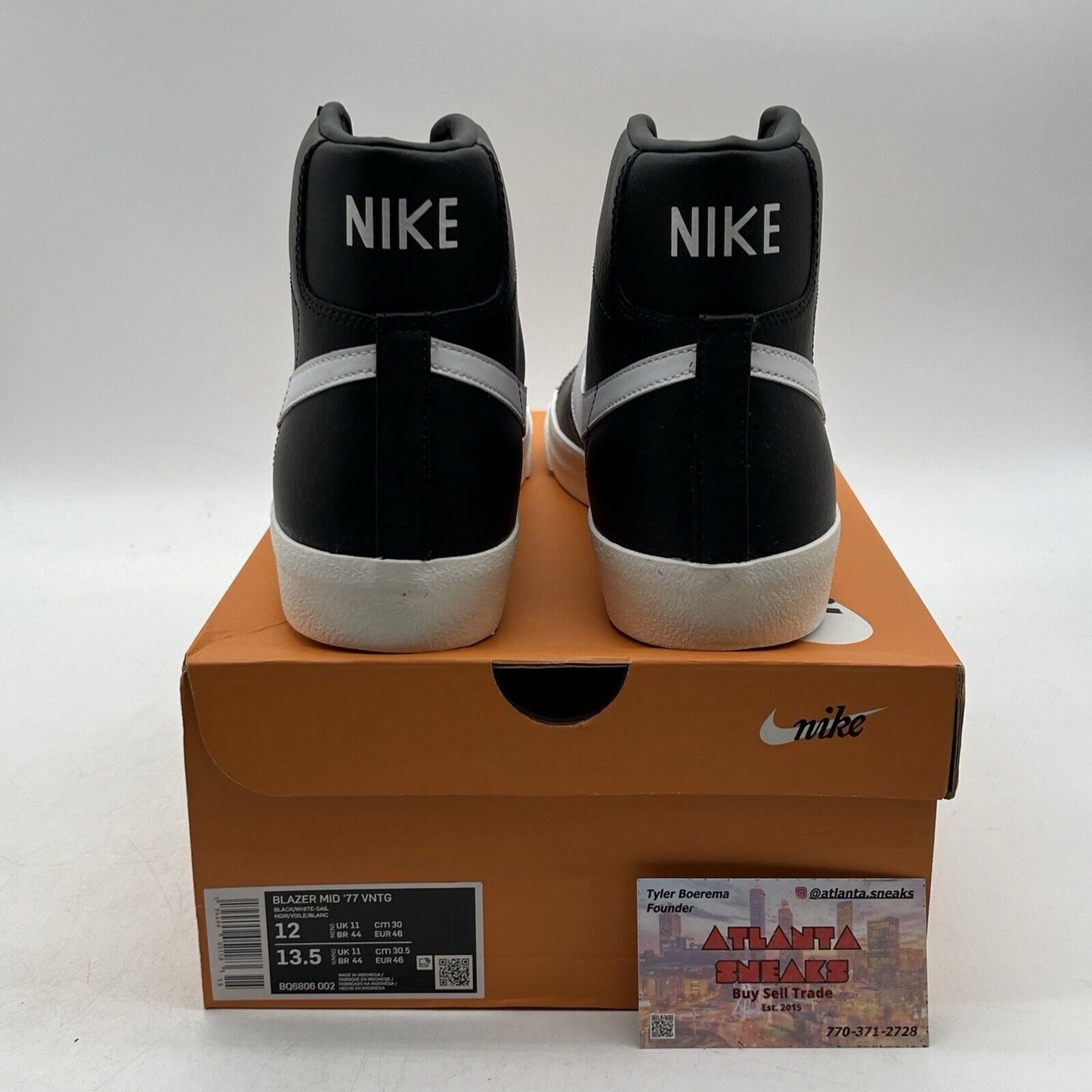 Size 12 - Nike Blazer '77 Vintage Mid Black Sail Leather (BQ6806-002)