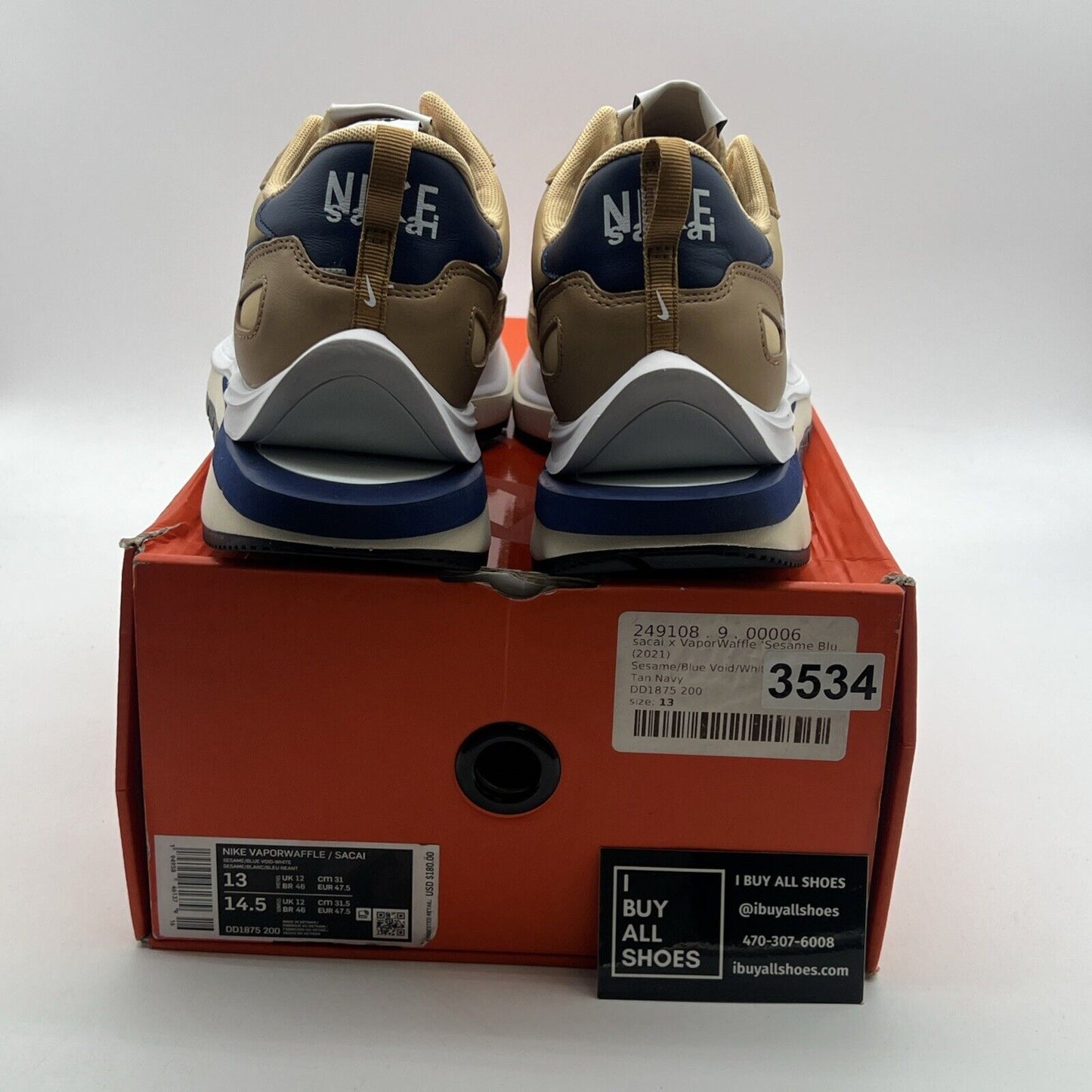Size 13 - Nike VaporWaffle x Sacai Tan Navy (DD1875-200)