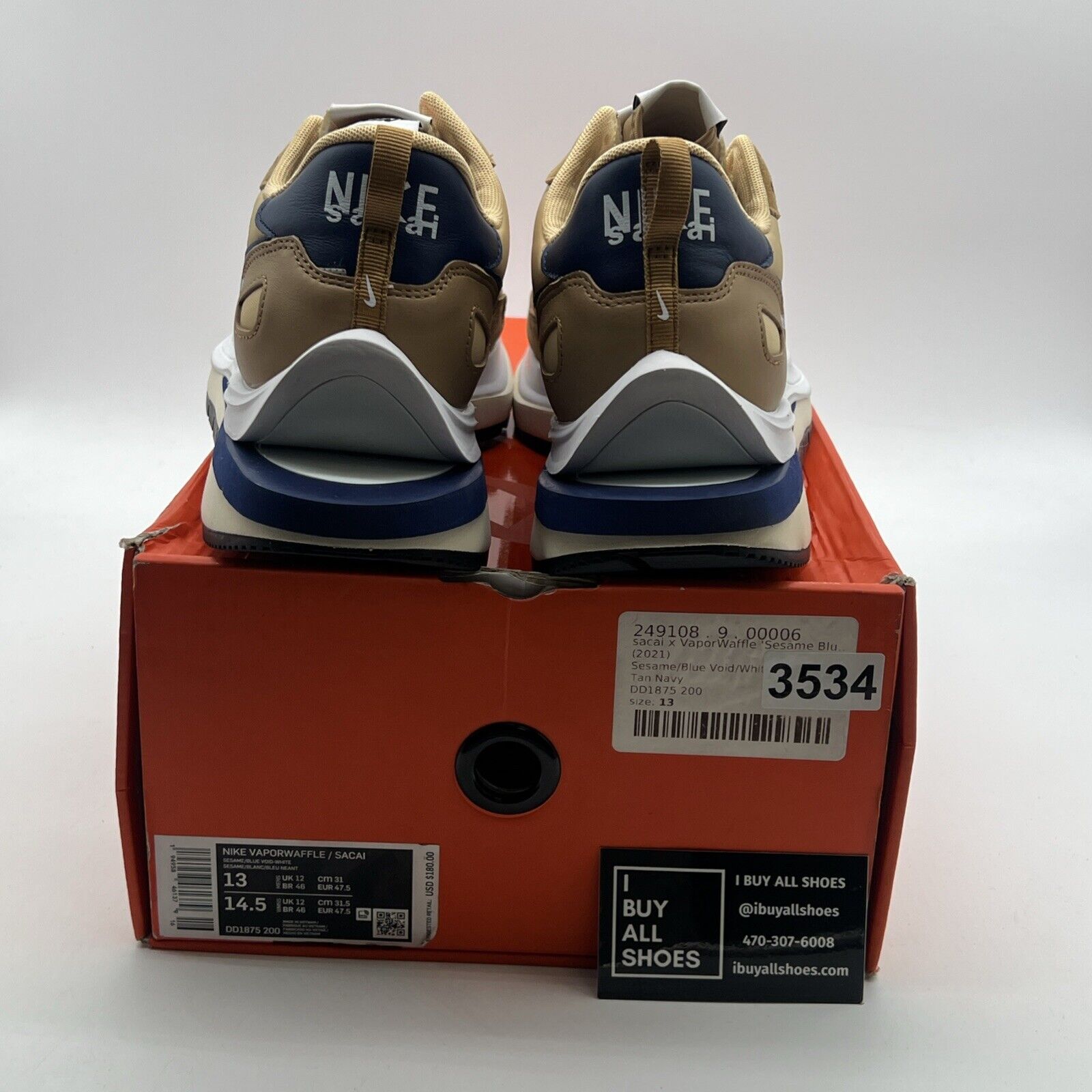Size 13 - Nike VaporWaffle x Sacai Tan Navy (DD1875-200)