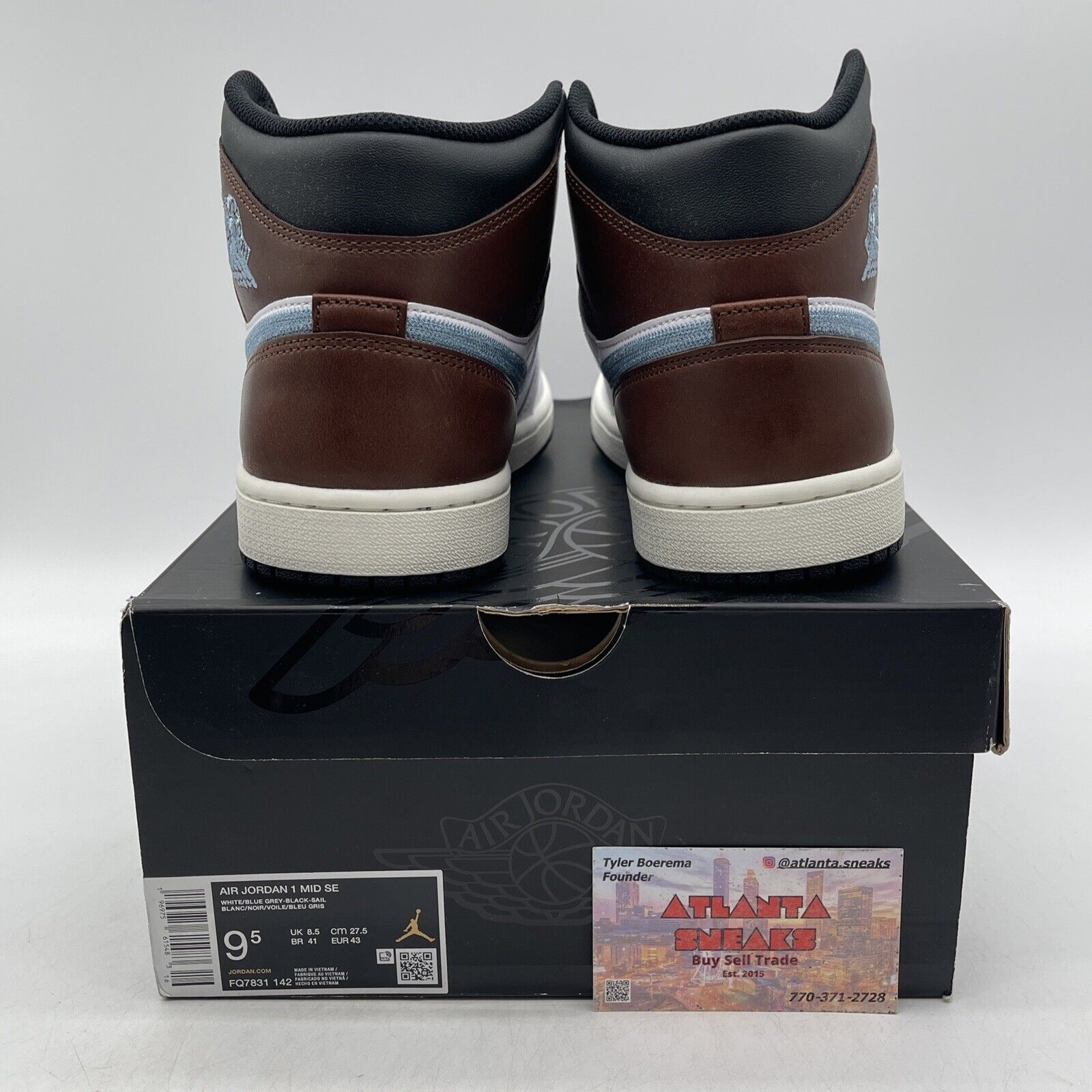 Size 9.5 - Air Jordan 1 Retro SE Mid Brown Blue Grey Leather (FQ7831-142)