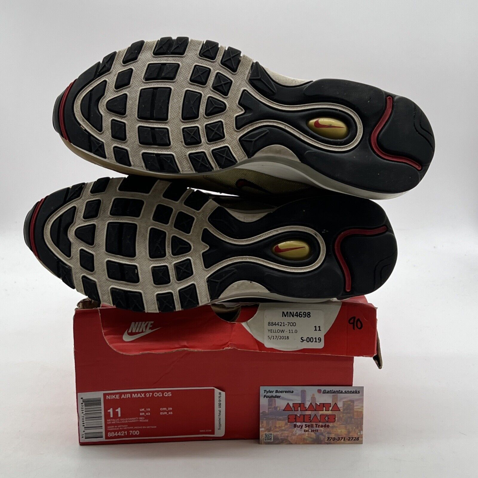 Size 11 - Nike Air Max 97 OG QS Metallic Gold (884421-700)
