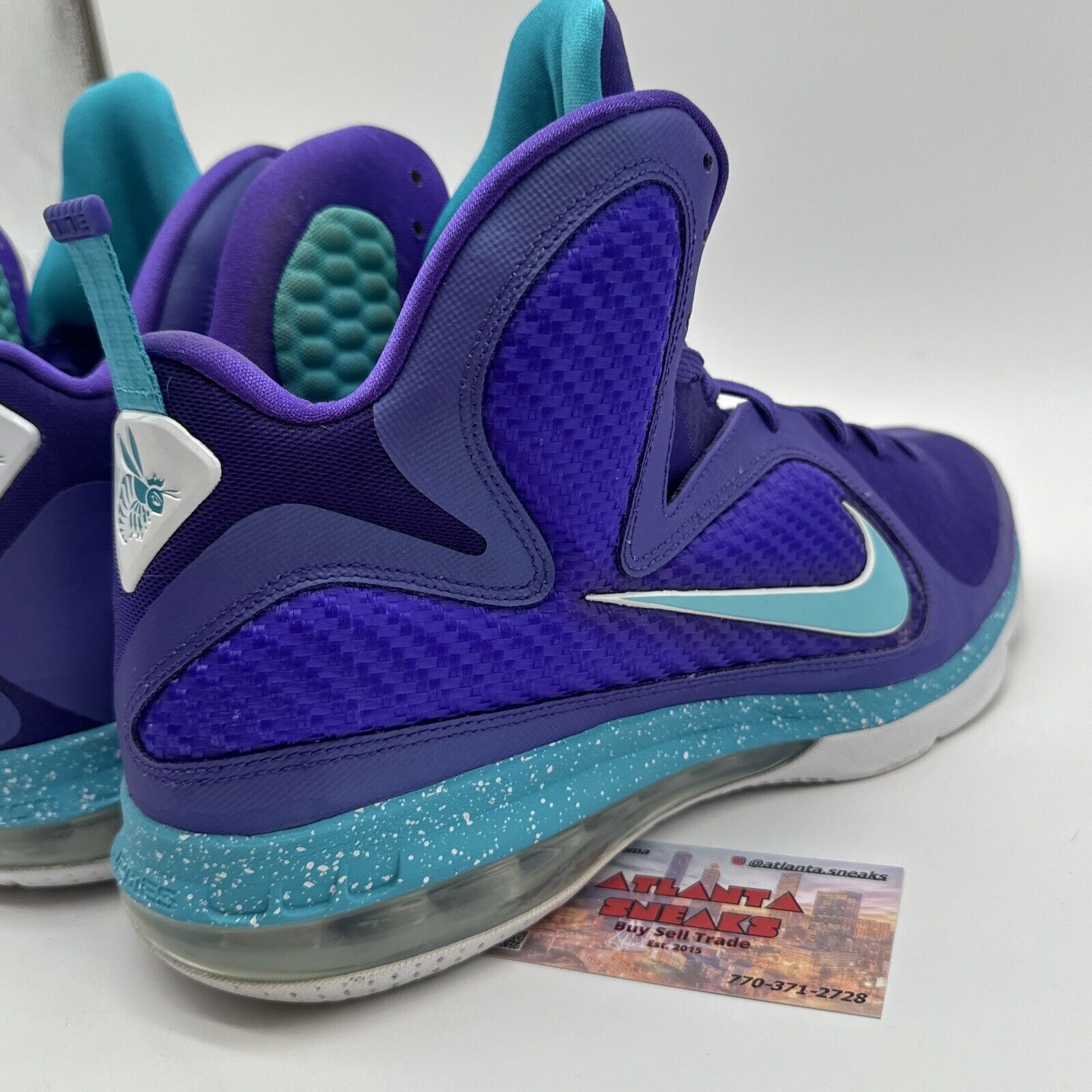 Size 13 - Nike LeBron 9 Summit Lake Hornets 2012 Purple Unc Blue Carbon Fiber