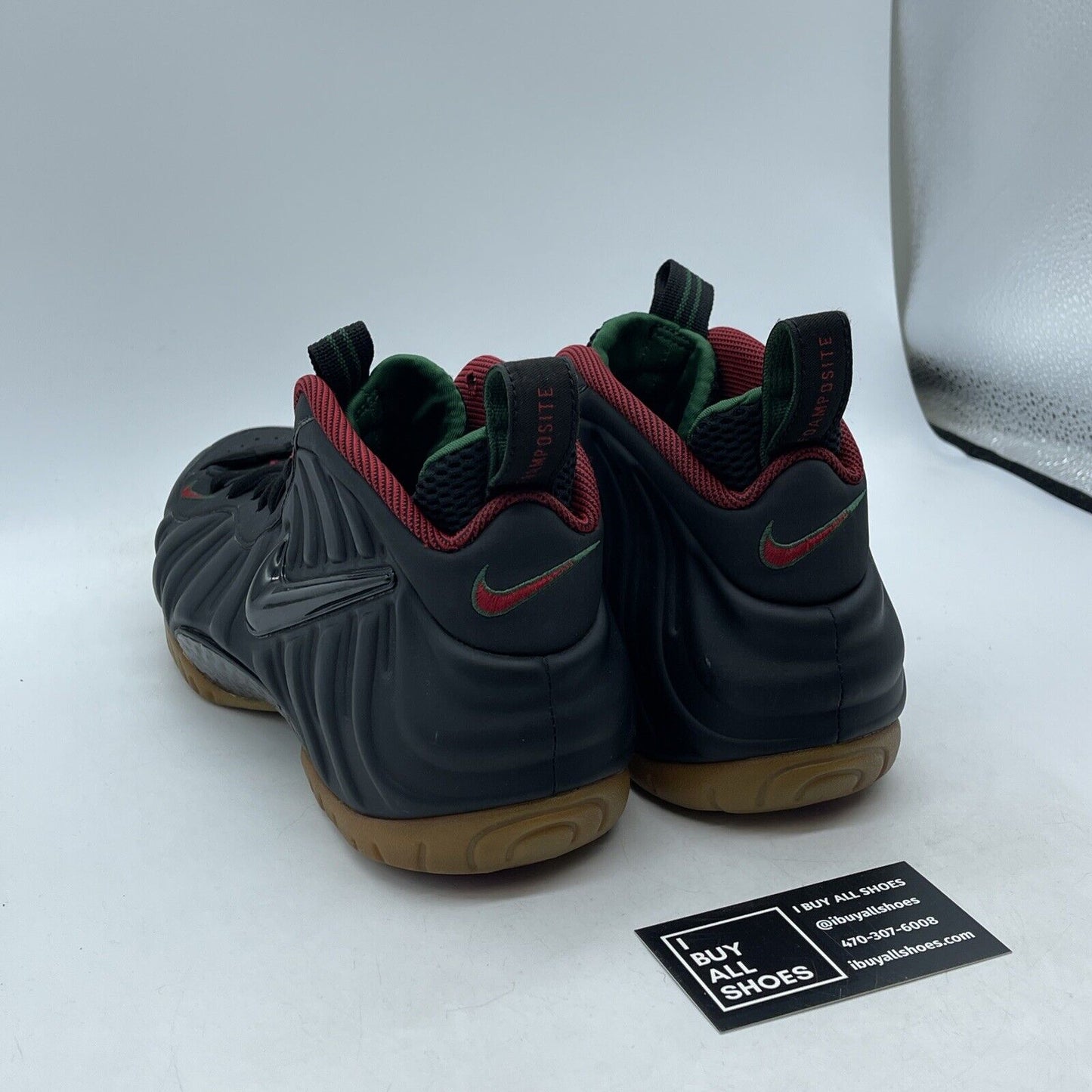 Size 9.5 - Nike Foamposite Pro Gucci Black Red Green Leather (624041-004)