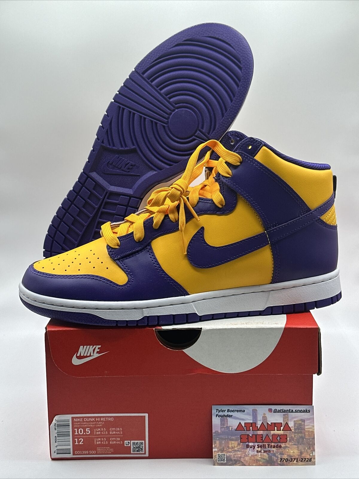 NEW Nike Dunk High Retro Lakers Court Purple Men's Size 10.5 DD1399-500 🔥