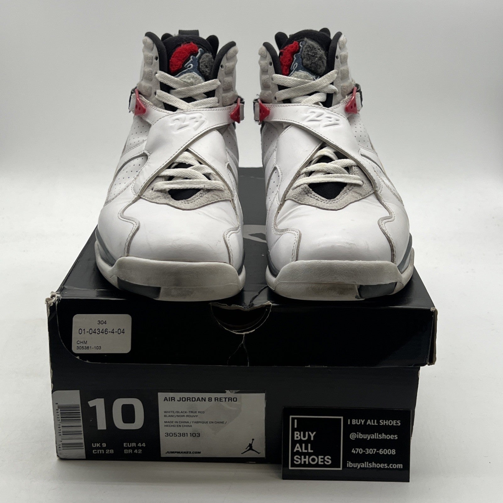 Size 10 - Air Jordan 8 Retro White 2013 (305381-103)