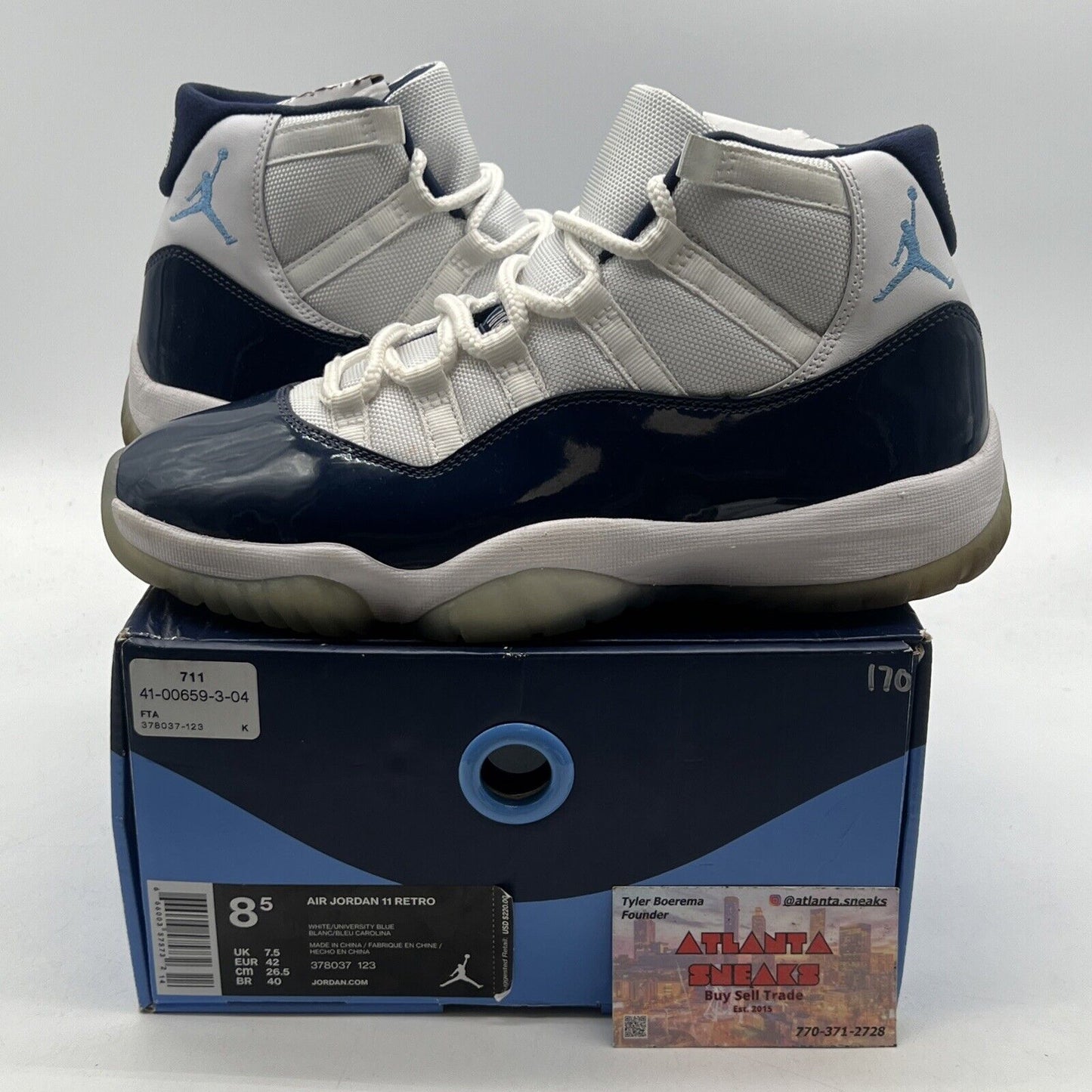 Size 8.5 - Jordan 11 Retro High Win Like '82 Navy Suede Leather (378037-123)