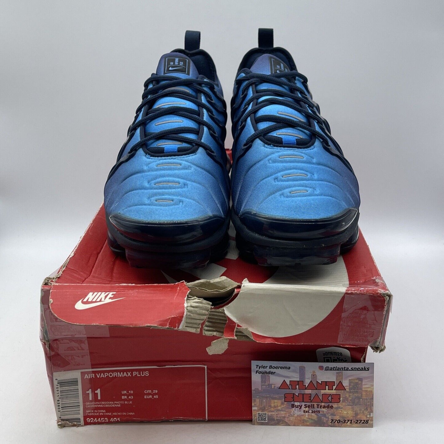 Size 11 - Nike Air VaporMax Plus Photo Blue Suede Lather (924453-401)