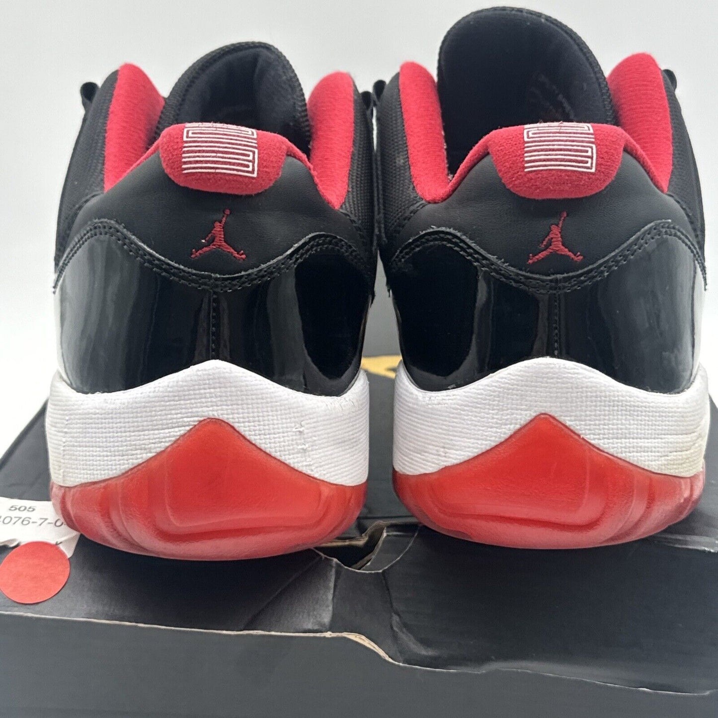 Size 12 - Jordan 11 Retro Low bred 2015 Black White Patent With Box Red Classic
