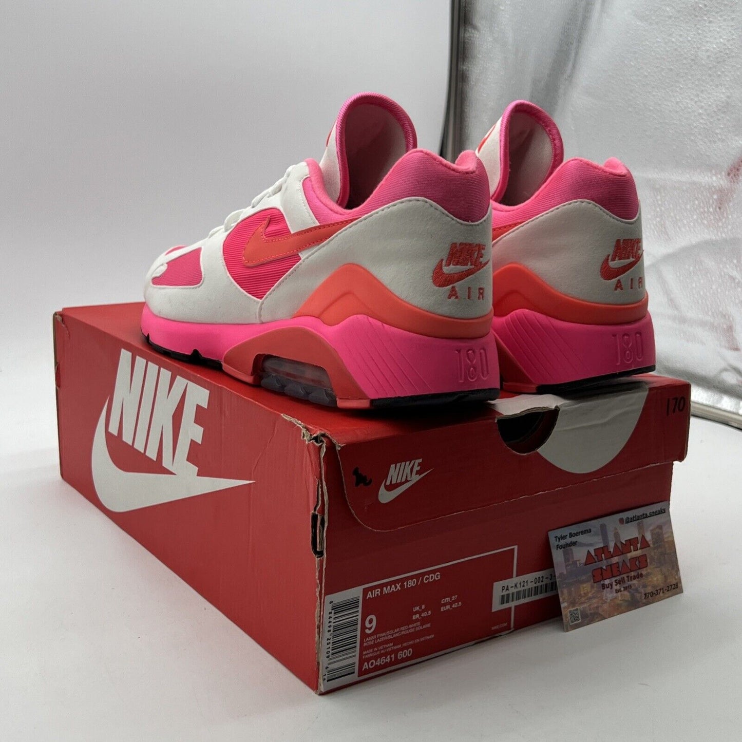 Size 9 - Nike Comme des Garçons x Air Max 180 White Pink (AO4641-600)