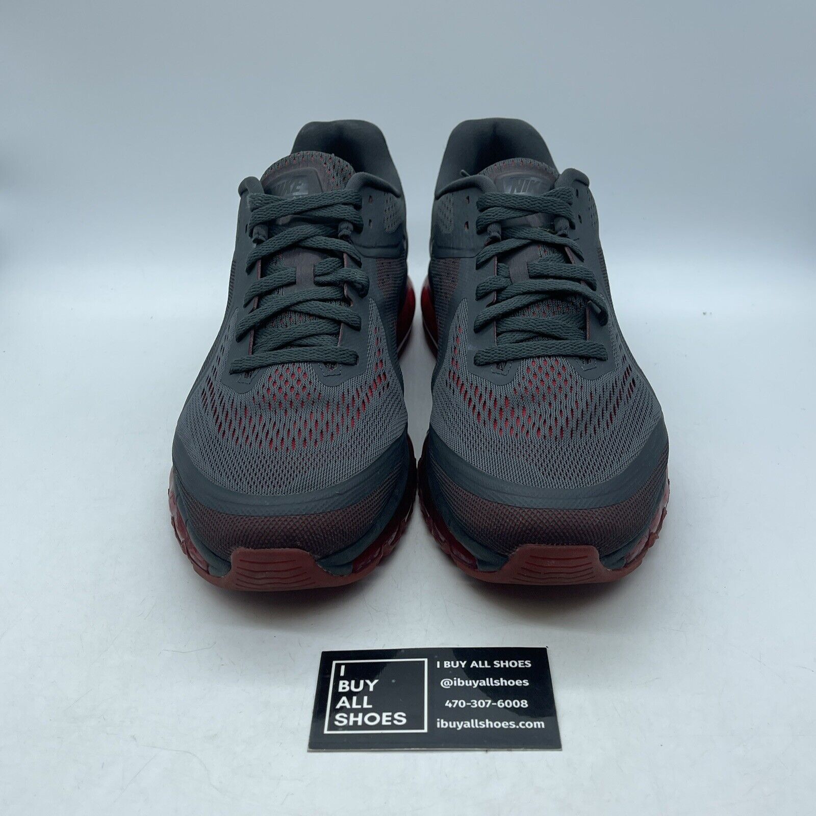 Size 13 - Nike Air Max 2014 Anthracite Grey Red Suede Leather (621077-066)