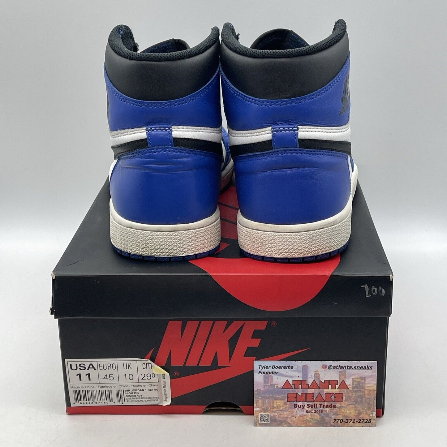 Size 11 - Jordan 1 Retro High OG Game Royal White Blue  Leather (555088-403(