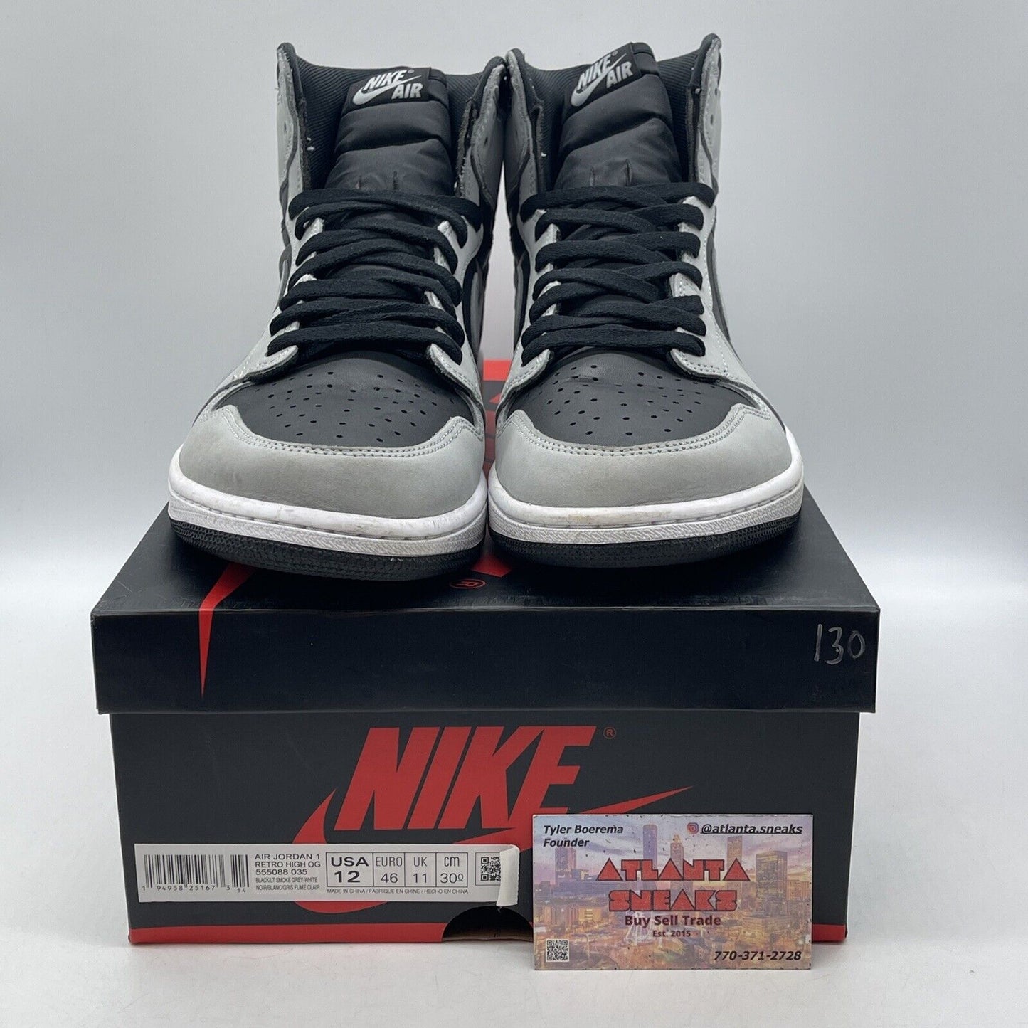 Size 12 - Jordan 1 Retro OG High Shadow 2.0 Grey Suede Black (555088-035)