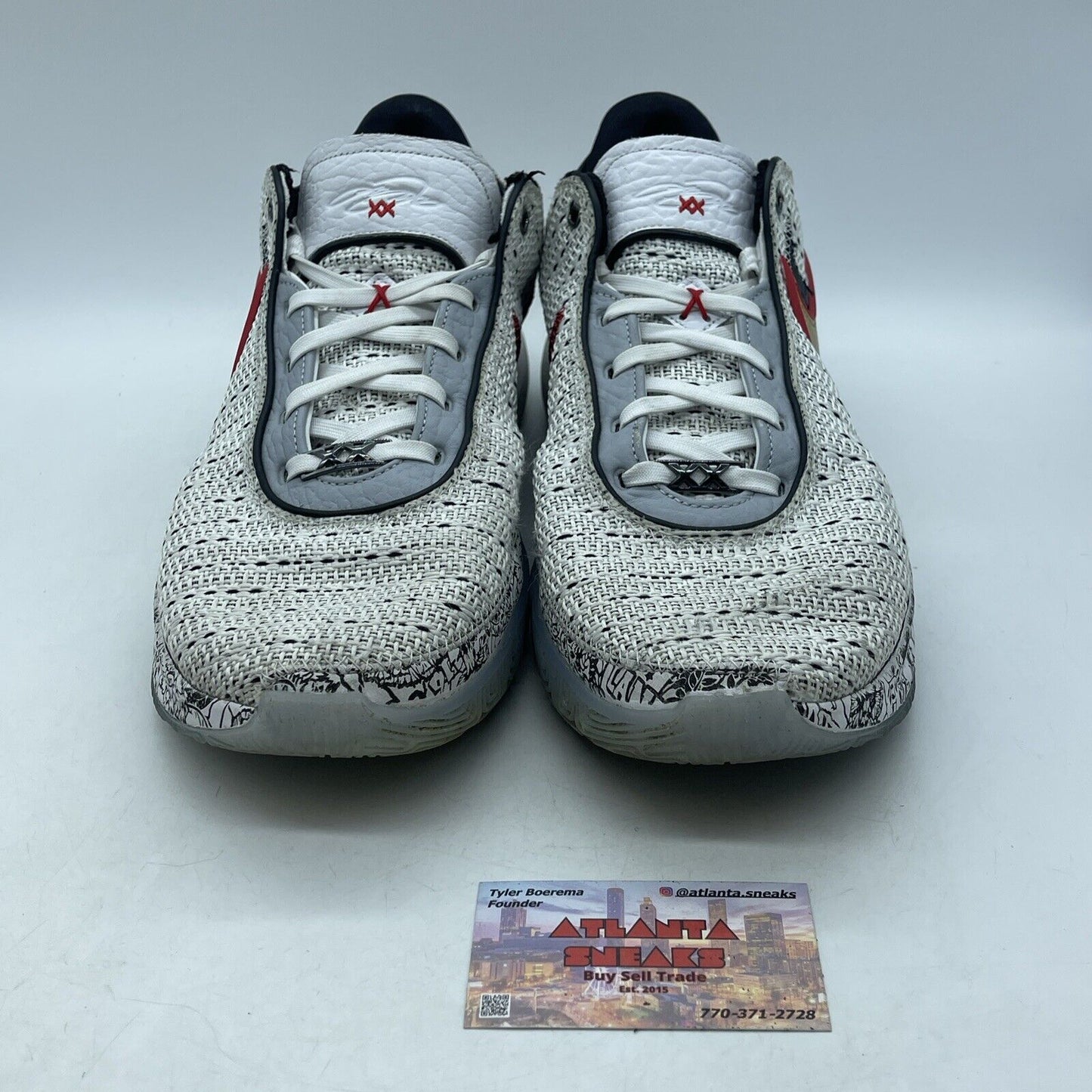 Size 14 - Nike LeBron 20 The Debut 2 White Red Suede Black Leather (DJ5423-100)