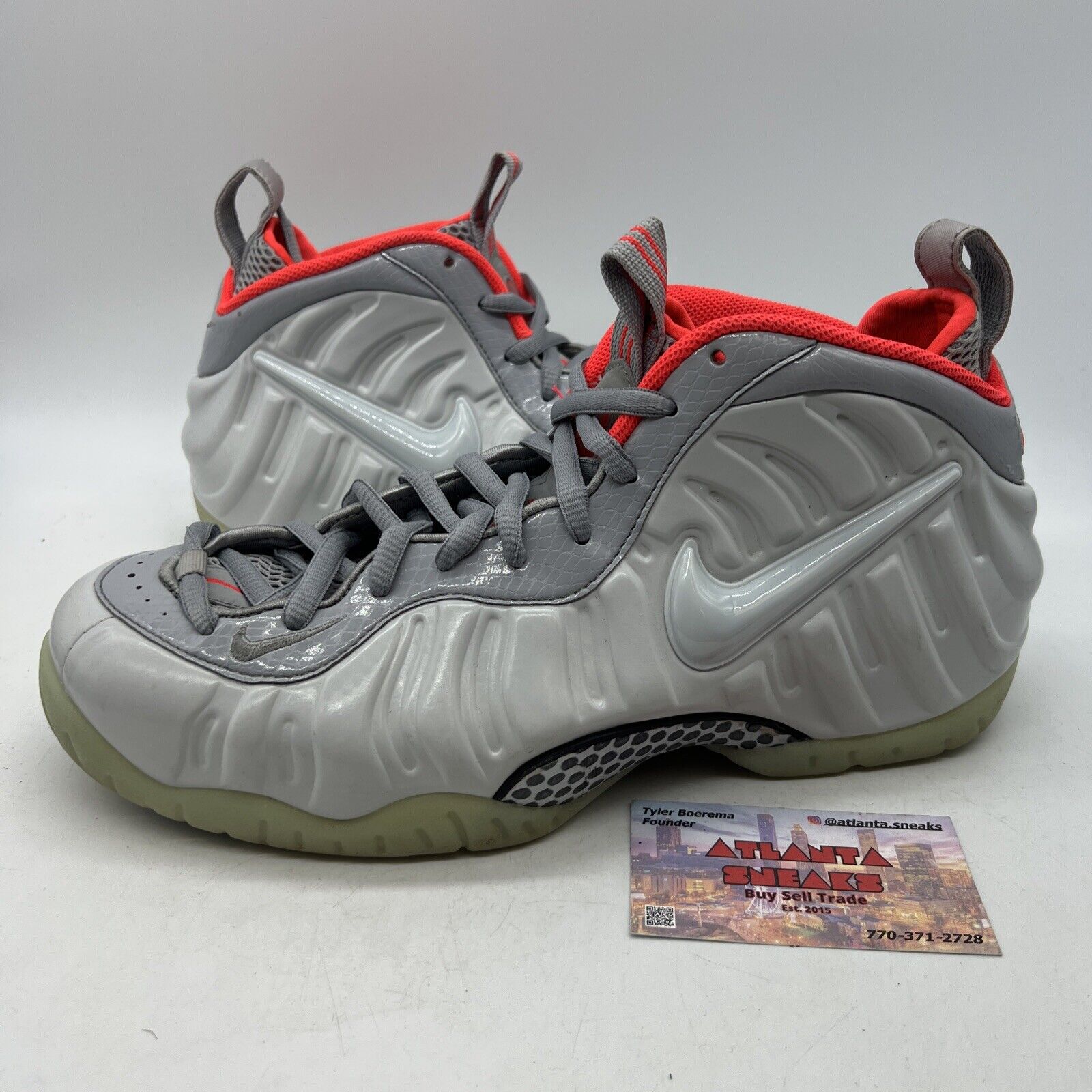 Size 9.5 - Nike Air Foamposite Pro Premium Pure Platinum Grey Leather 616750-003