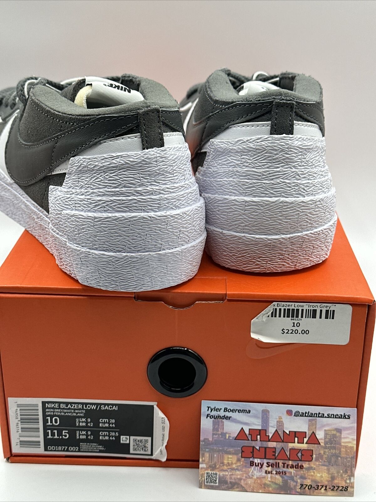 Size 10 - Nike Blazer Low Sacai Dark Grey