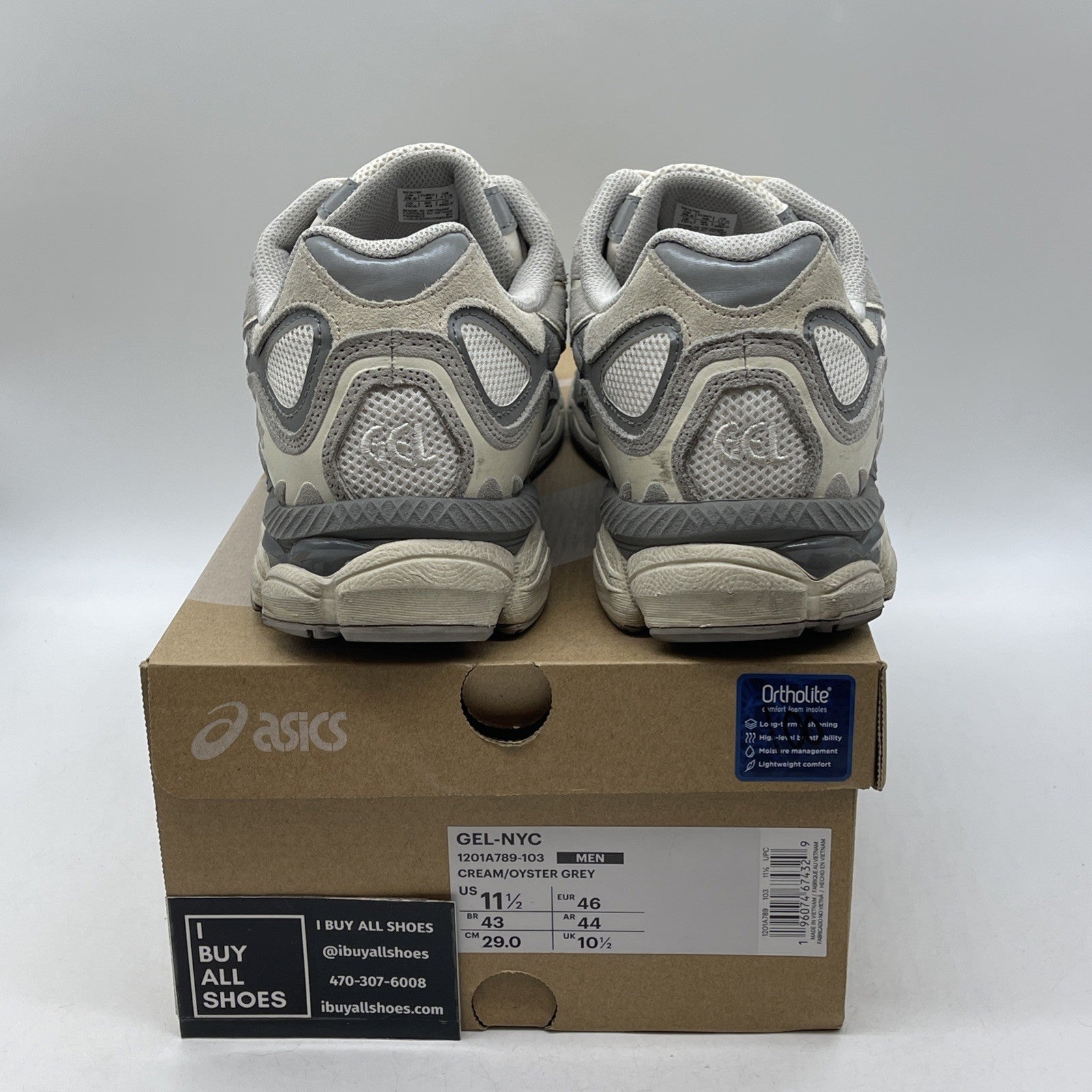 Size 11.5 - Asics Gel NYC Cream Oyster Grey (1201A789-103)