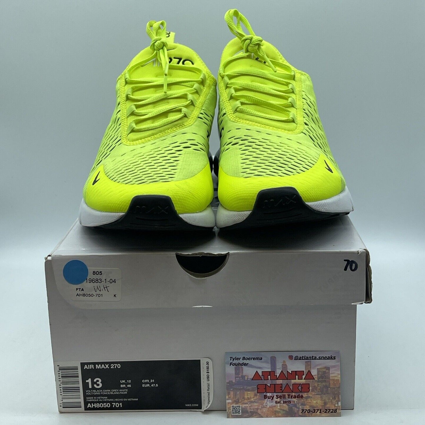 Size 13 - Nike Air Max 270 Volt Green White Black (AH8050-701)