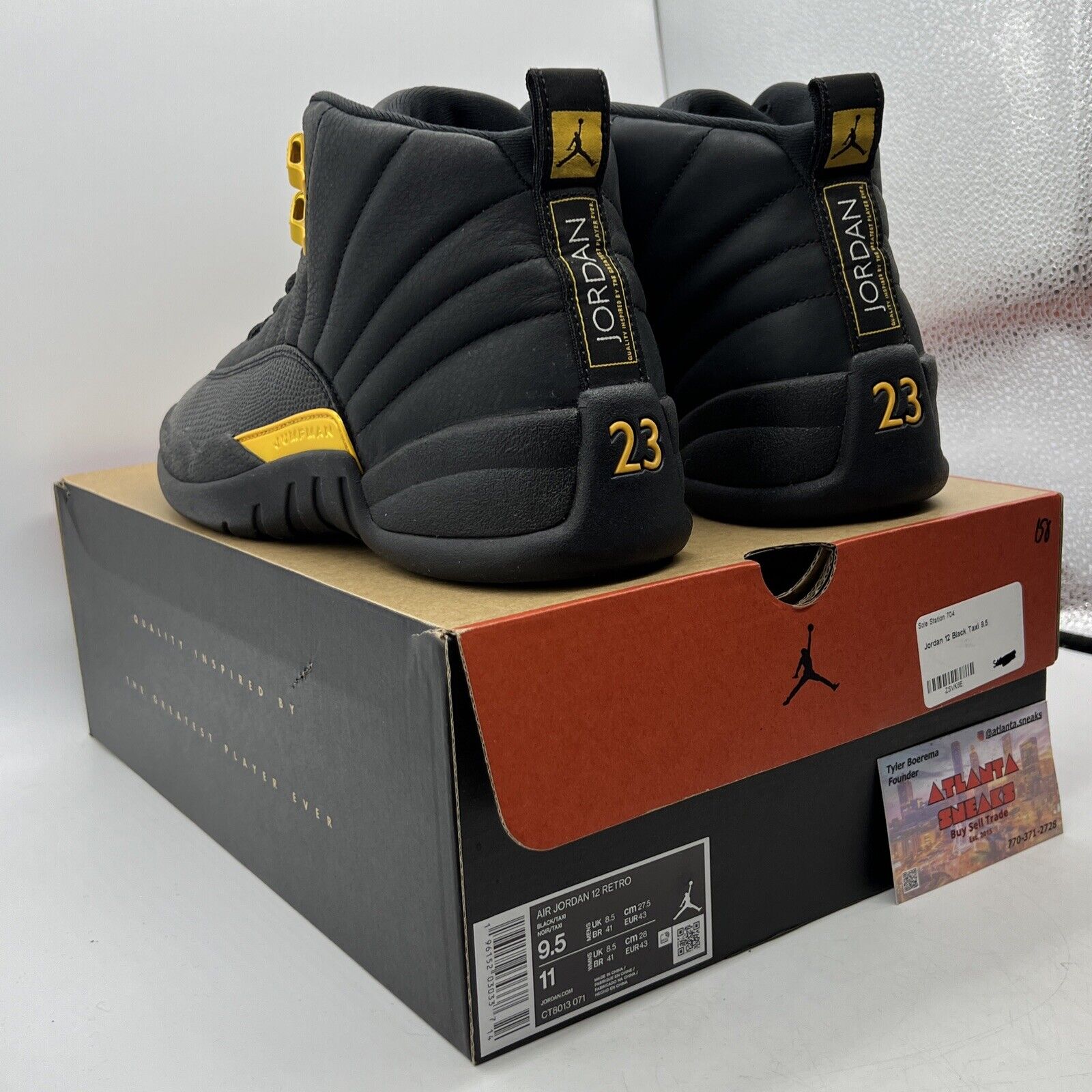 Size 9.5 - Jordan 12 Retro Mid Black Taxi Leather (CT8013-071)