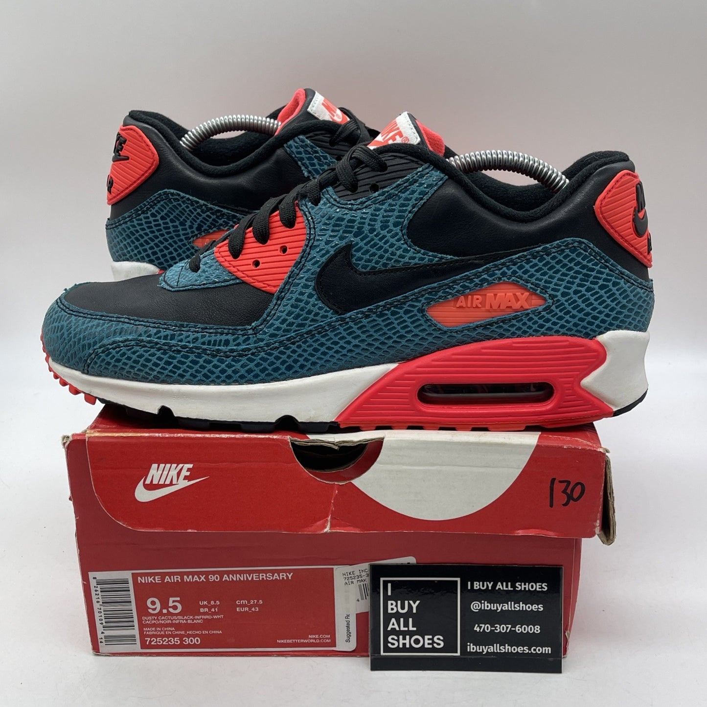 Size 9.5 - Nike Air Max 90 Anniversary Infrared Snake Leather (725235-300)