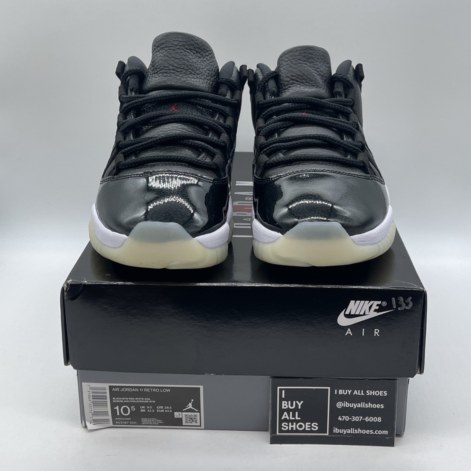 Size 10.5 - Jordan 11 Retro Low 72-10 Black Suede Leather (AV2187-001)