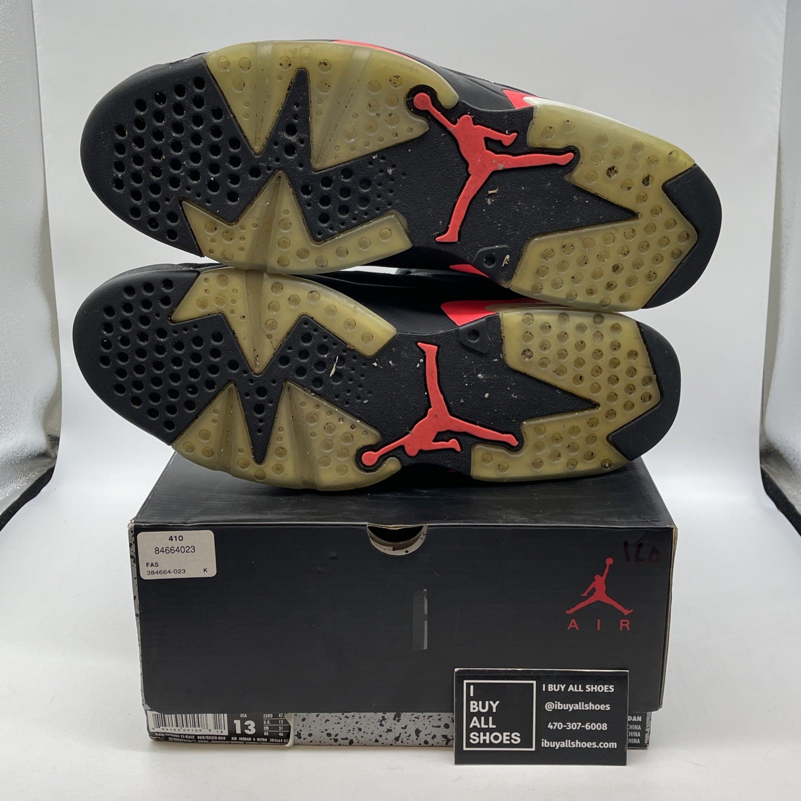 Size 13 - Jordan 6 Retro Infrared Black 2014 Black Pink Suede (384664-023)