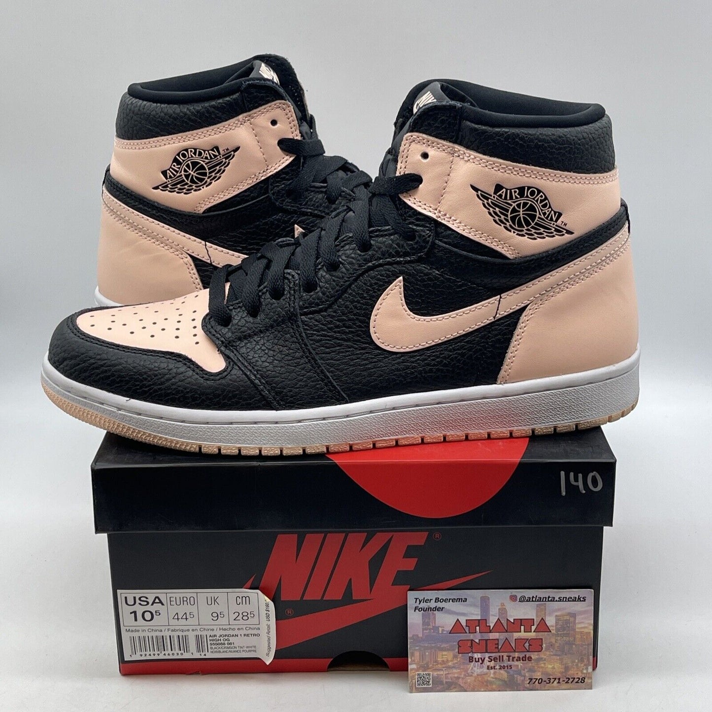 Size 10.5 - Air Jordan 1 Retro OG High Crimson Tint Pink Black (555088-081)