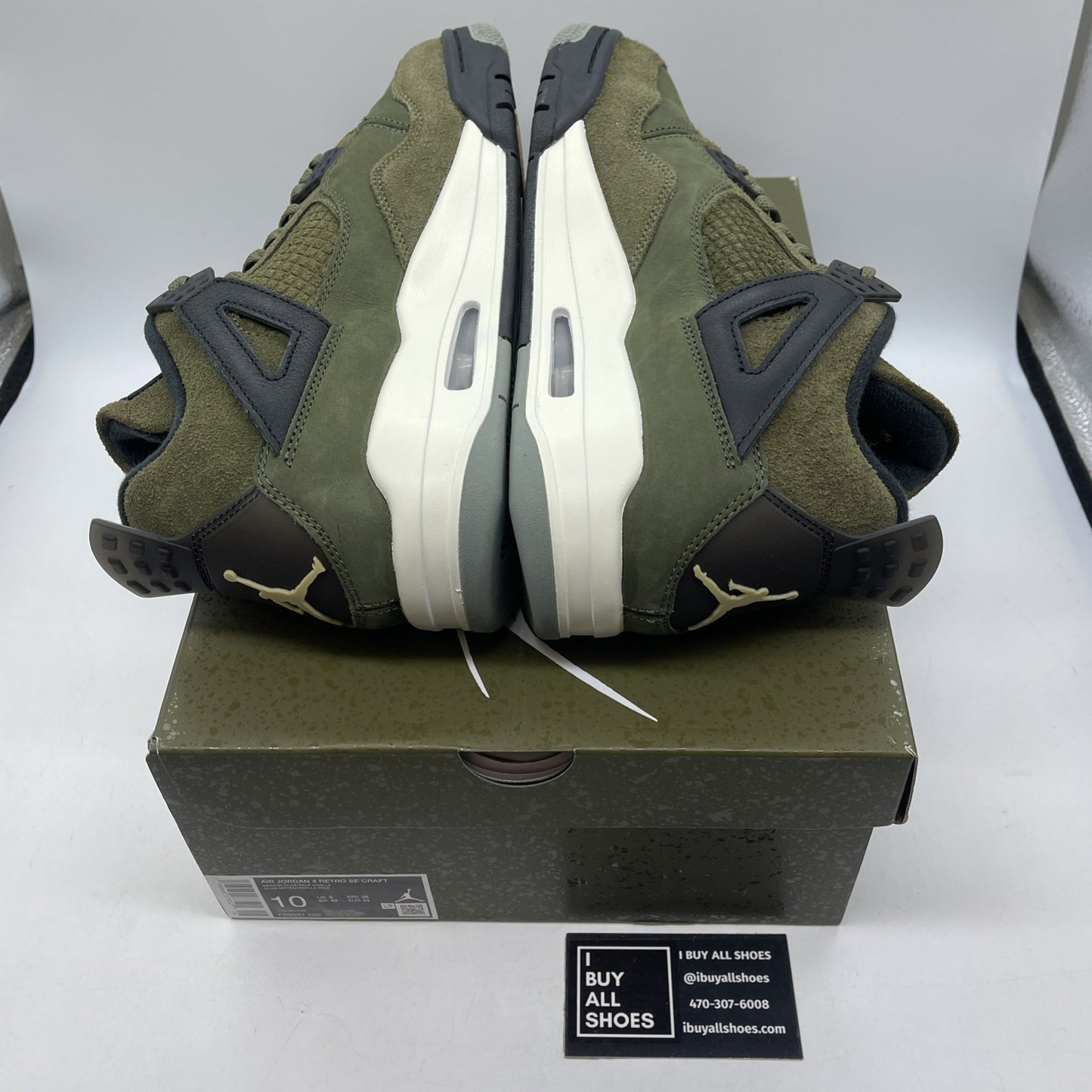 Size 10 - Jordan 4 SE Retro Low Craft - Olive Black Suede Leather (FB9927-200)