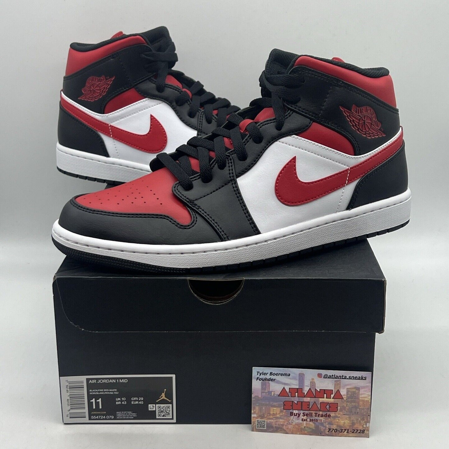 Size 11 - Jordan 1 Mid Bred Toe Brand New Og All