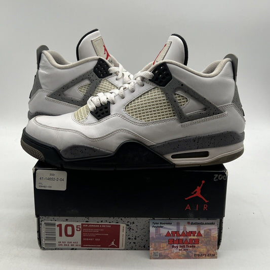 Size 10.5 - Jordan 4 Retro Cement 2012 White Black Grey Leather (308497-103)