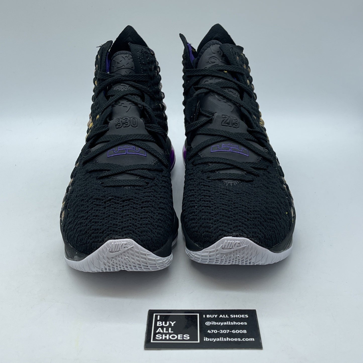Size 11.5 - Nike LeBron 17 Lakers Black Purple Yellow Suede (BQ3177-004)