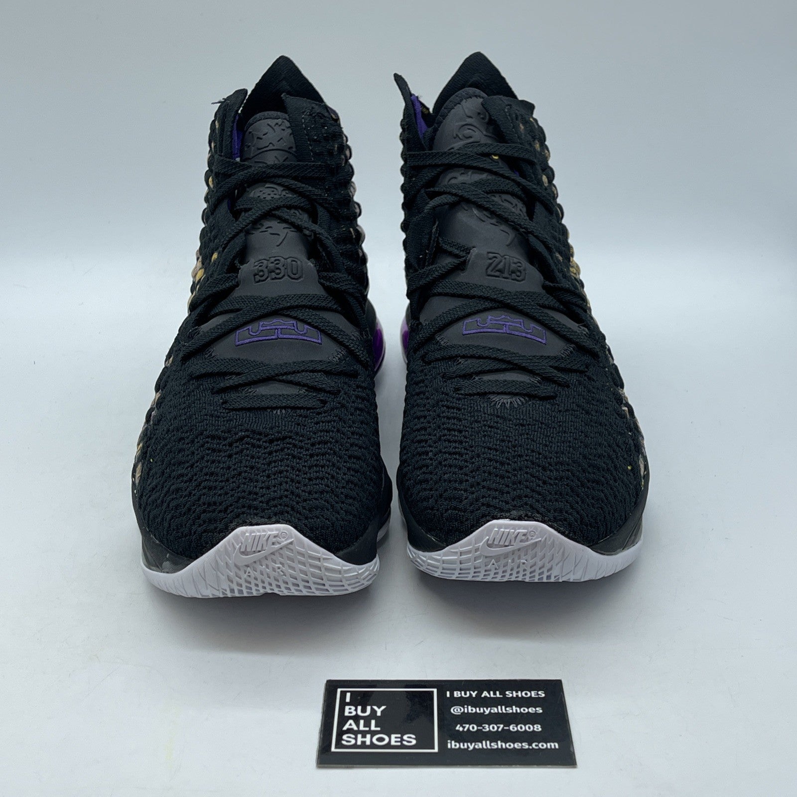 Size 11.5 - Nike LeBron 17 Lakers Black Purple Yellow Suede (BQ3177-004)