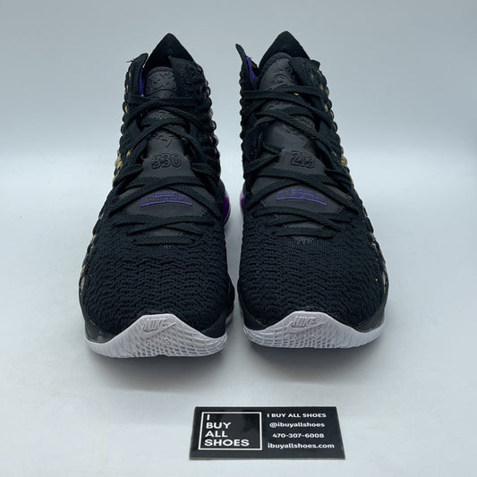 Size 11.5 - Nike LeBron 17 Lakers Black Purple Yellow Suede (BQ3177-004)
