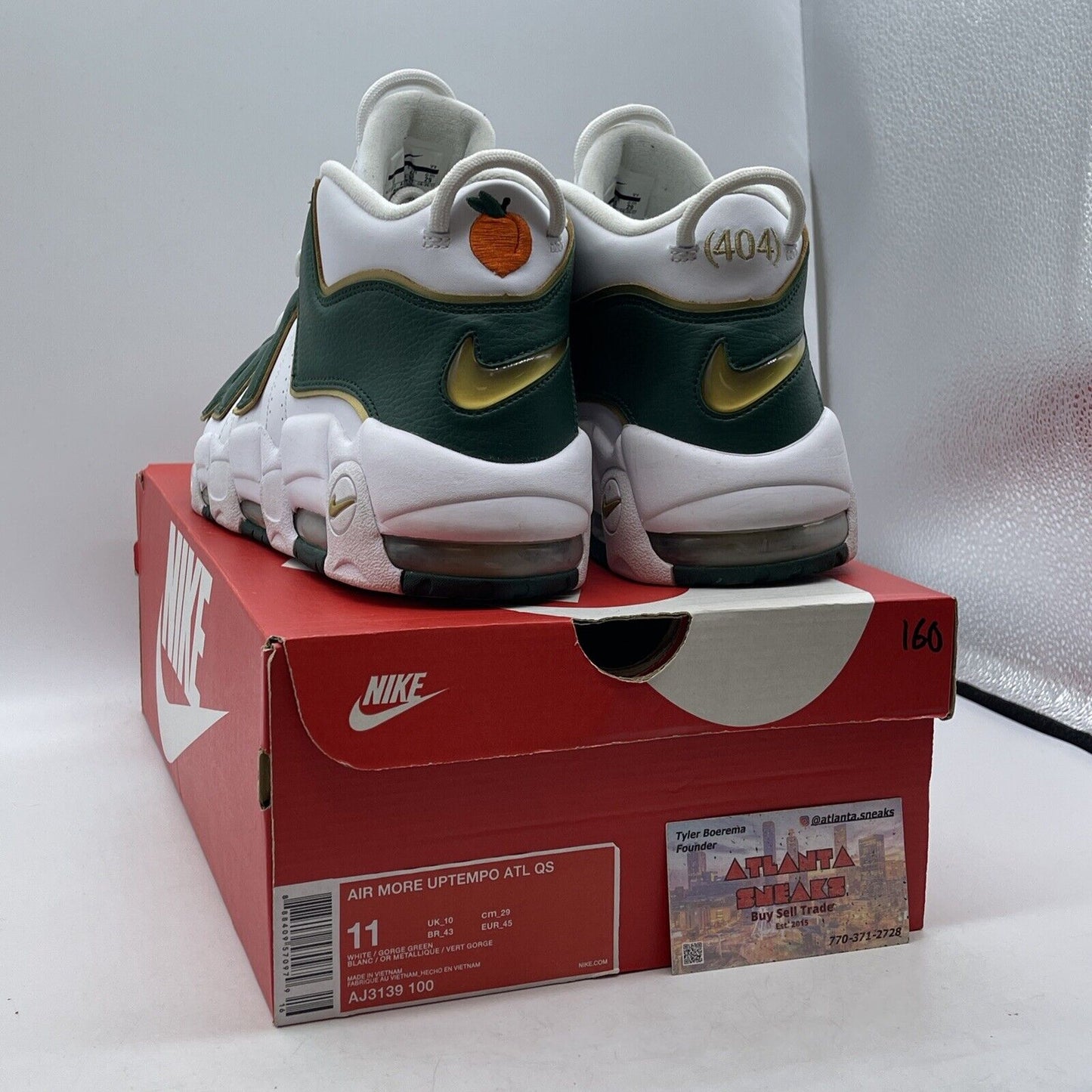 Size 11 - Nike Air More Uptempo QS Atlanta White Green Gold Leather (AJ3139-100)