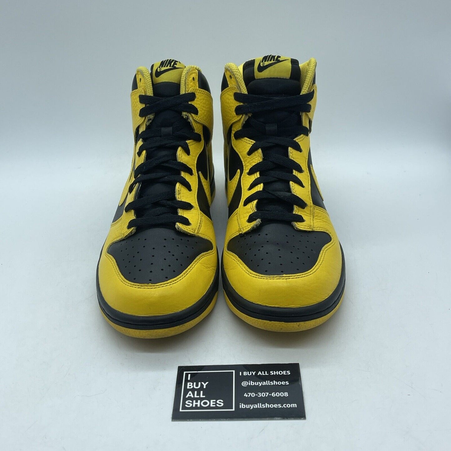 Size 10 - Nike Dunk High Black Varsity Maize Yellow Black Leather (317982-043)