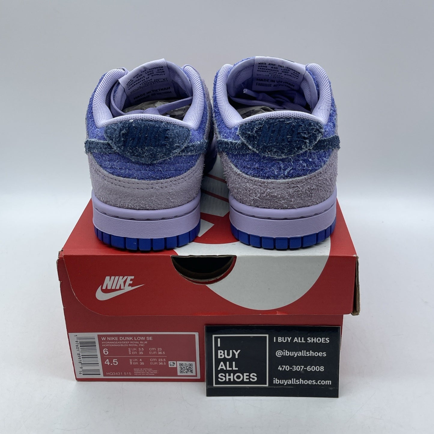 Size 6W - Nike Dunk SE Low Hydrangeas Purple Blue Suede (HQ3431-515)