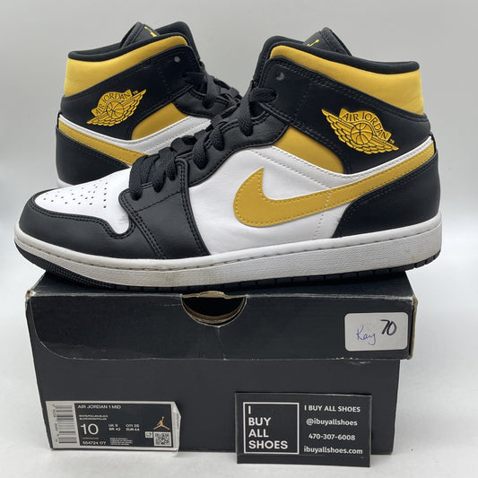 Size 10 - Air Jordan 1 Mid Black University Gold (554724-177)