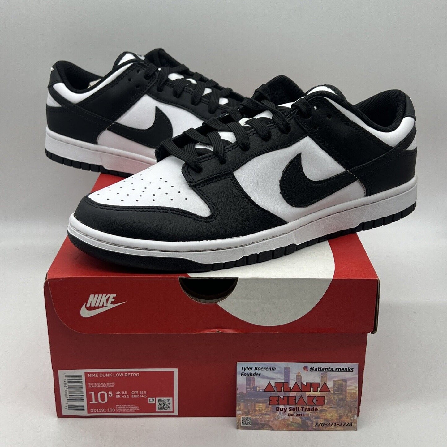 Size 10.5 - Nike Dunk Low Black White Brand New Og All