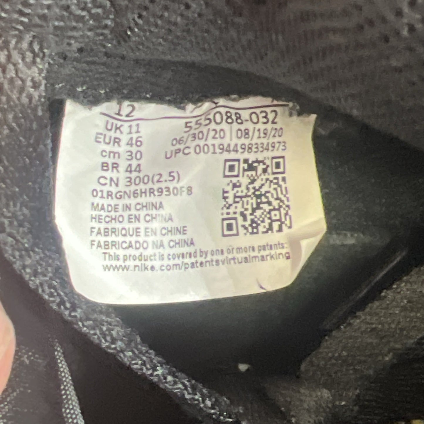 Size 12 - Air Jordan 1 Black 2020 (555088-032)