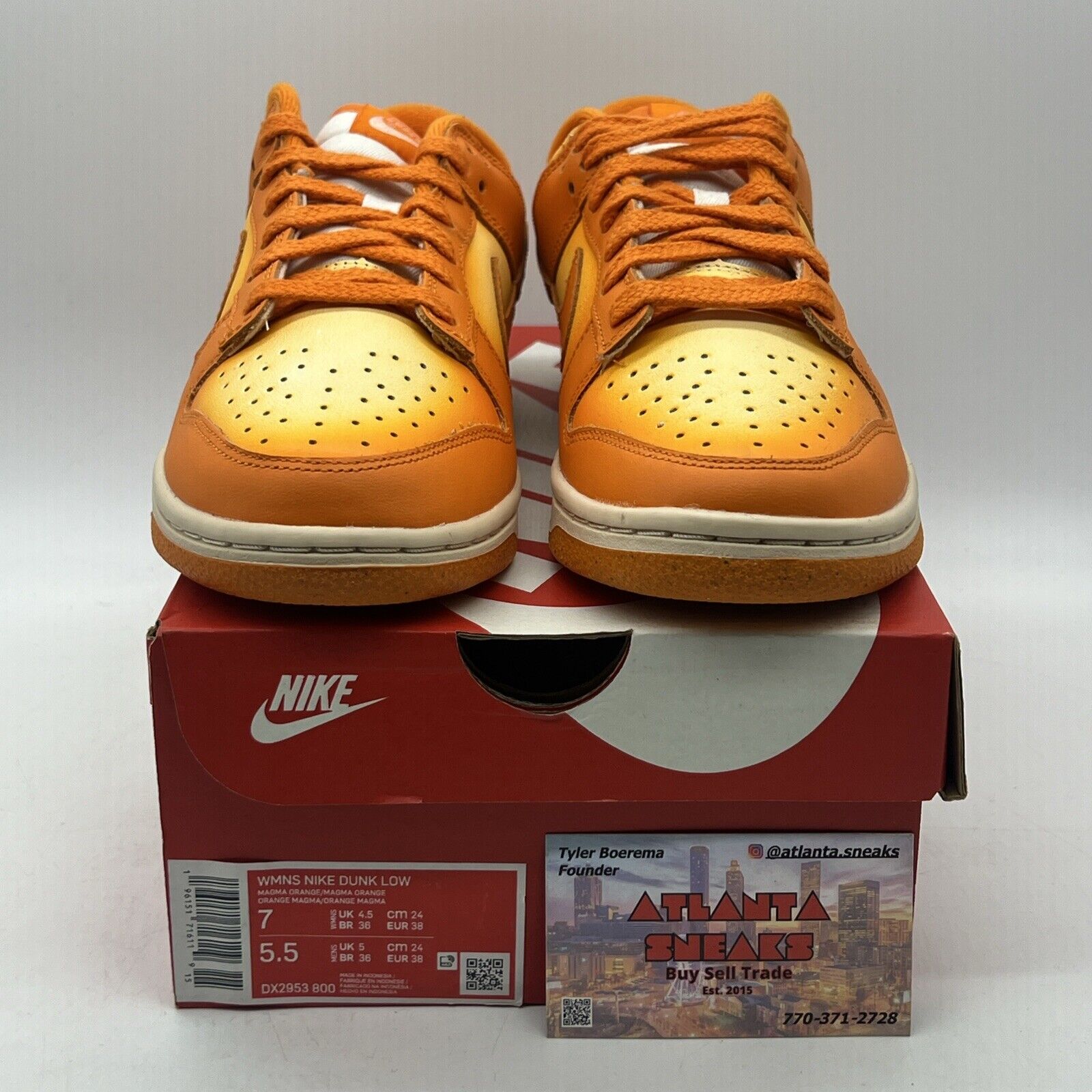 Size 7 - Nike Dunk Low Magma Orange W Yellow White Leather (DX2953-800)