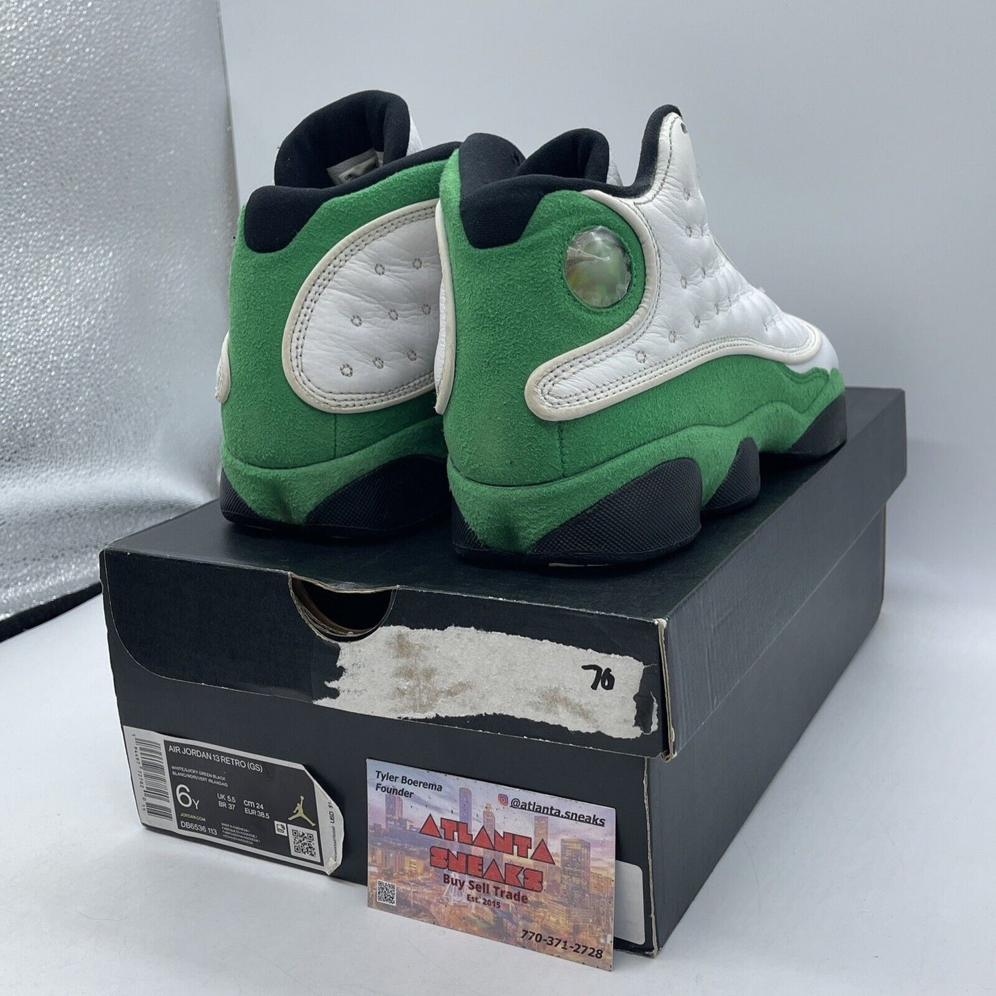 Size 6Y - Nike Air Jordan 13 Retro GS Lucky Green Leather  (DB6536-113)