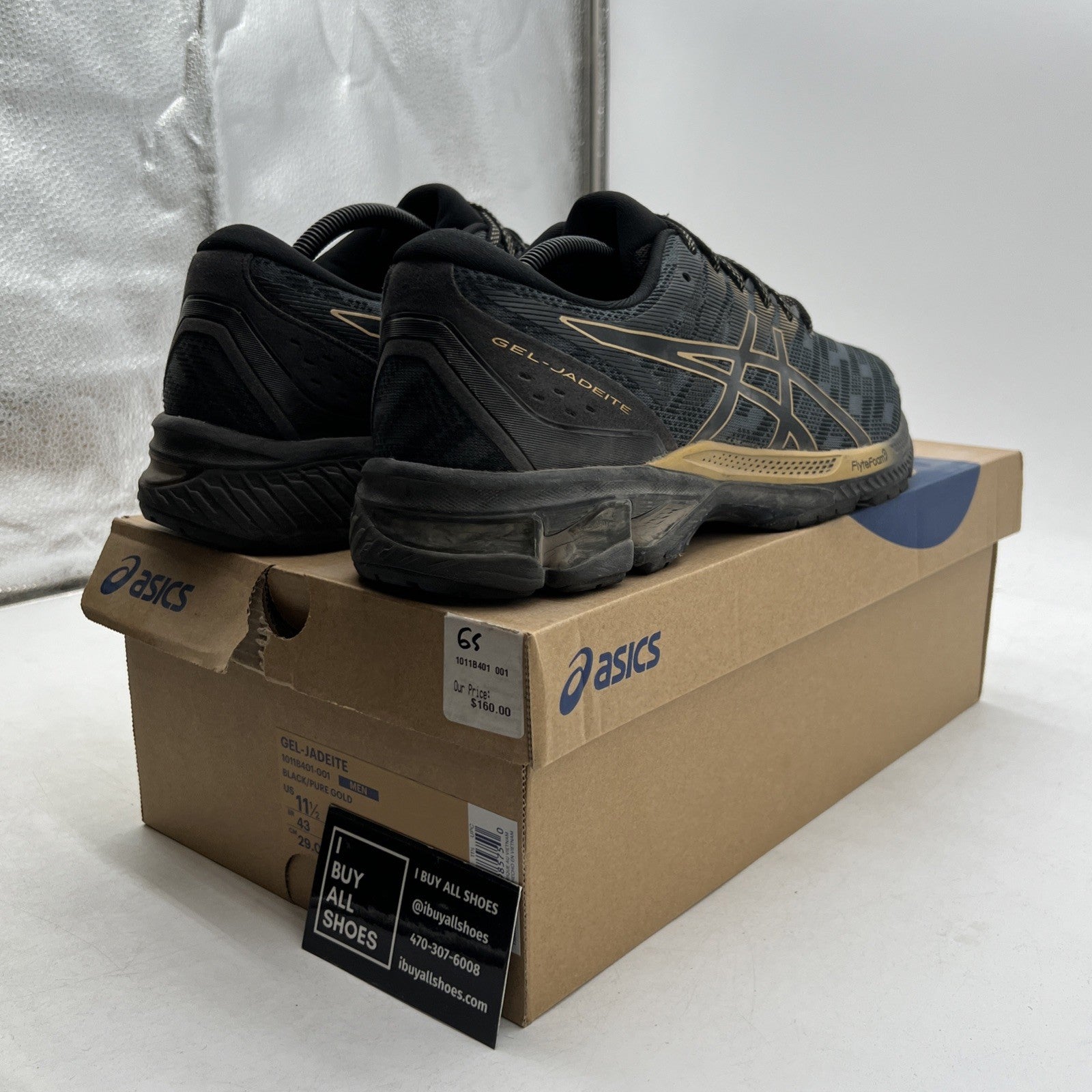 Size 11.5 - Asics Gel Jadeite Black Pure Gold (1011B401-001)