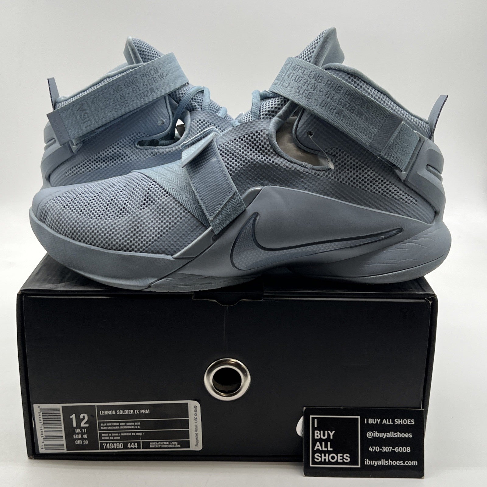Size 12 - Nike LeBron Soldier 9 PRM Blue Grey (749490-444)