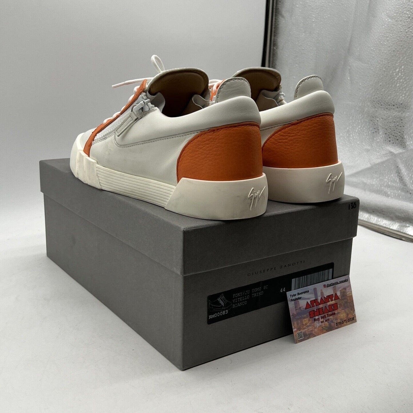 Size 10.5 - Giuseppe Zanotti Men's Low Top Sneakers Orange White