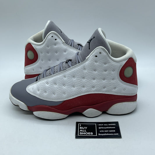 Size 10 - Air Jordan 13 Retro 2014 Grey Toe Red White Suede Leather (414571-126)