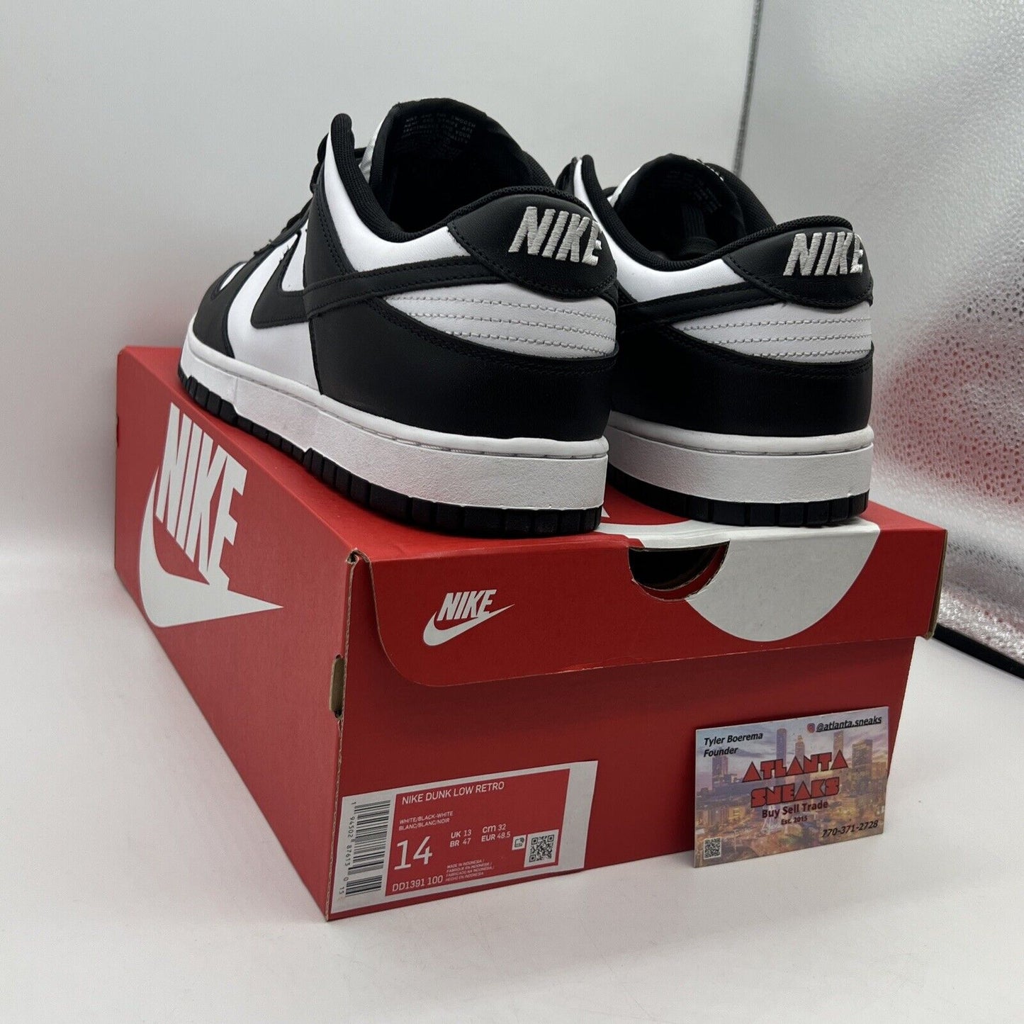 Size 14 - Nike Dunk Low Black White Brand New Og All