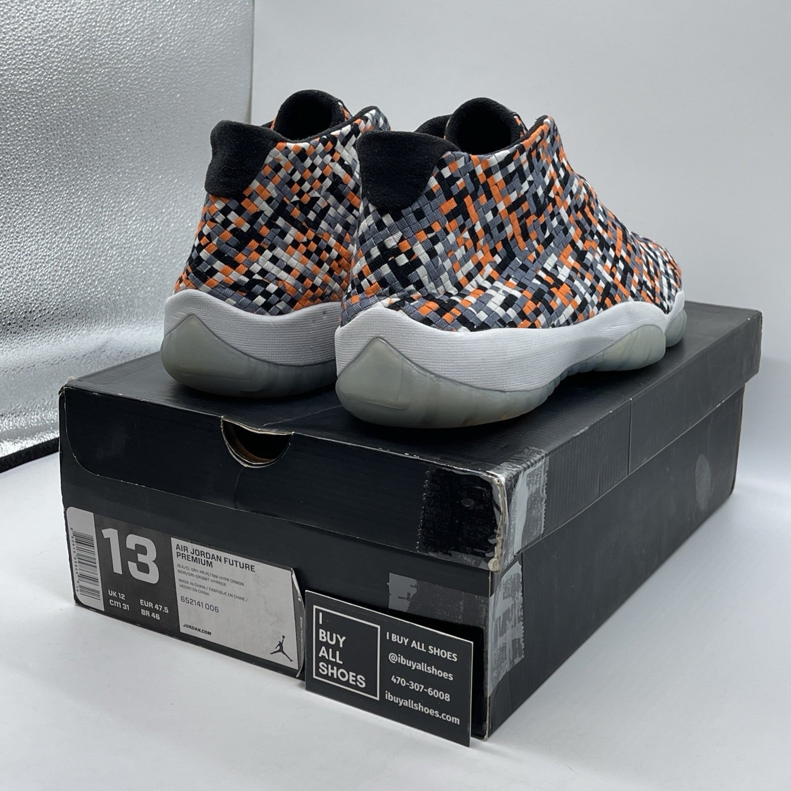 Size 13 - Air Jordan Future Premium Easter Orange Black Suede (652141-006)