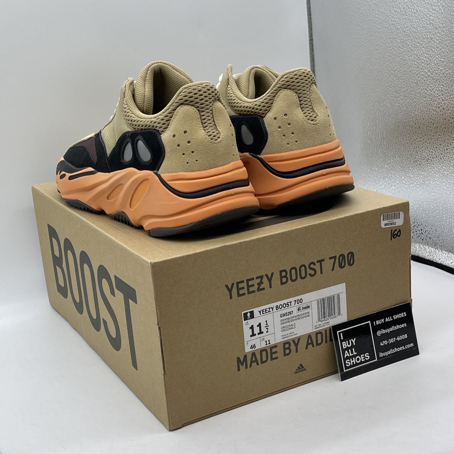 Size 11.5 - adidas Yeezy Boost 700 Enflame Amber Brown Suede Leather (GW0297)