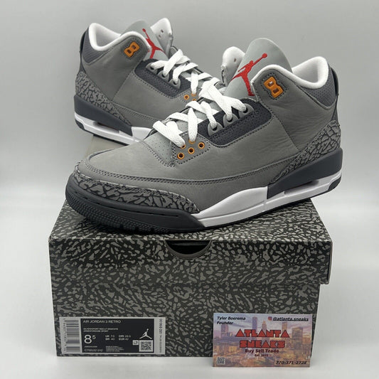 Size 8.5 - Jordan 3 Retro Mid Cool Grey Brand New Og All Orange White DS