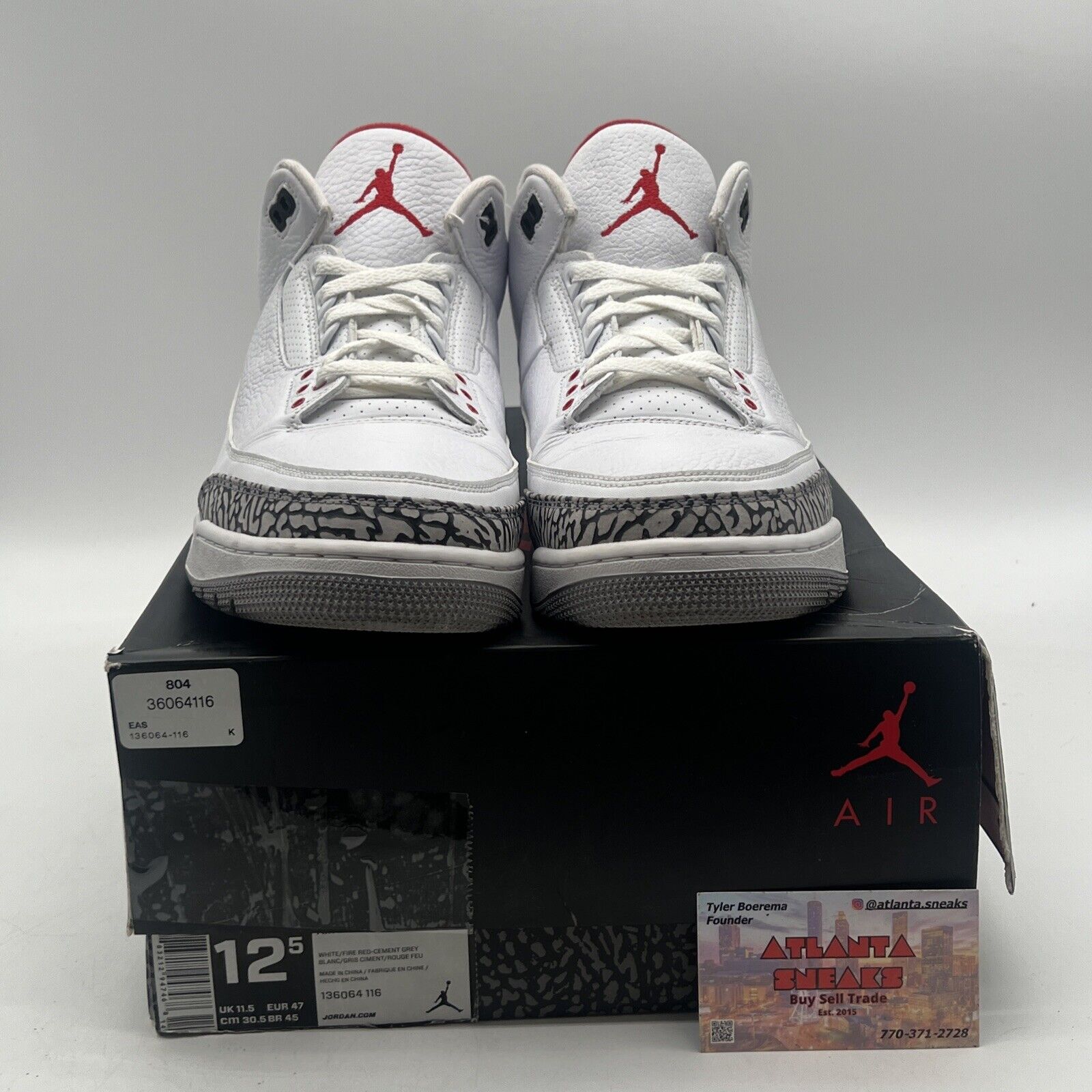 Size 12.5 - Jordan 3 Retro Hall of Fame 2018 White Grey (136064-116)