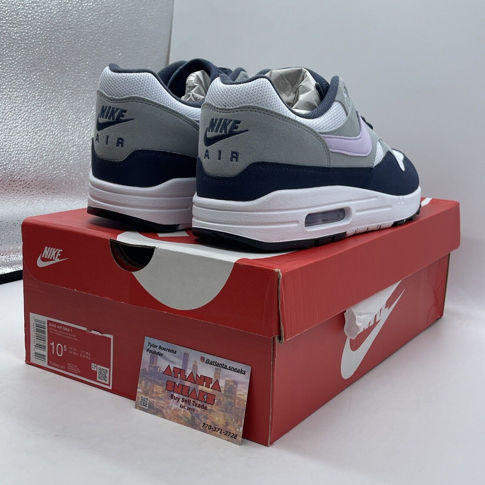 Size 10.5 - Nike Air Max 1 Obsidian Lilac Bloom White Purple Suede (FD9082-001)